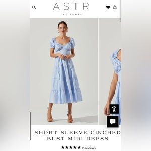 Astr The Label SHORT SLEEVE CINCHED BUST MIDI DRESS